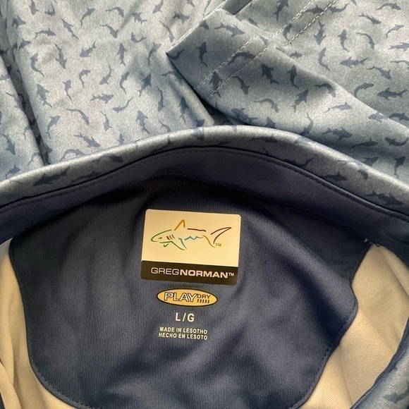 Men’s used size L large play dry Greg Norman golf polo shirt blue - Picture 2 of 3